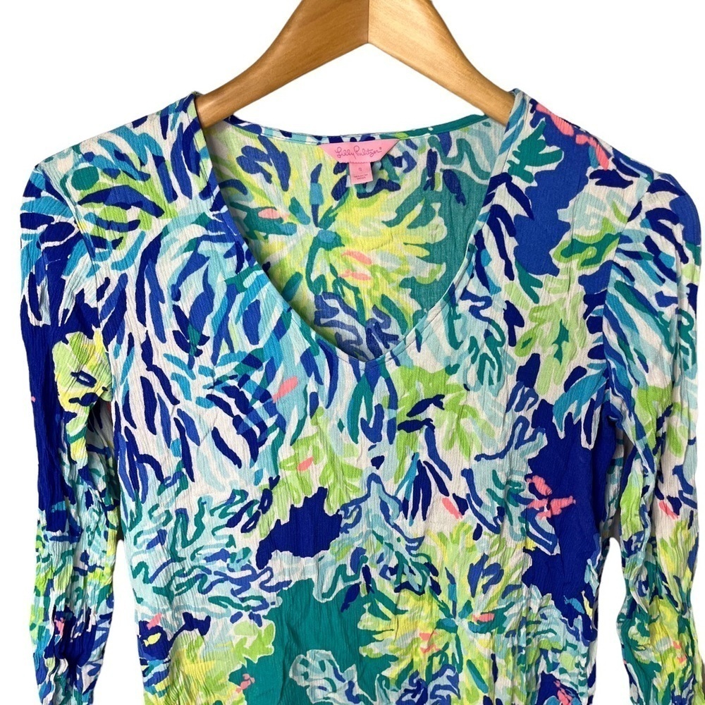 Lilly Pulitzer Lantana Beach Tunic Wade And Sea Print Size Small V Neck - Picture 3 of 7